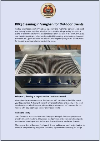 BBQ Cleaning in Vaughan for Outdoor Events