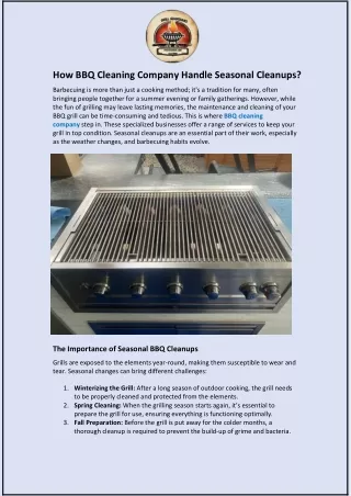 How BBQ Cleaning Company Handle Seasonal Cleanups?