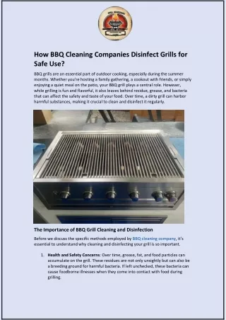 How BBQ Cleaning Companies Disinfect Grills for Safe Use?