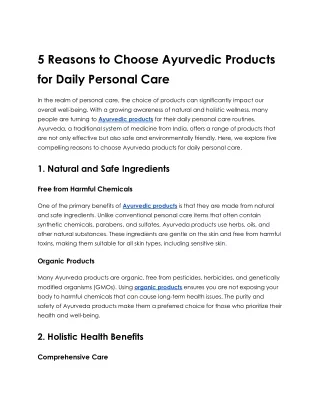 5 Reasons to Choose Ayurvedic Products for Daily Personal Care