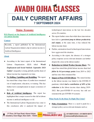 Daily Current Affairs September 7, 2024