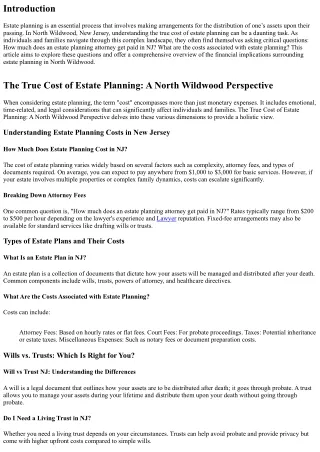The True Cost of Estate Planning: A North Wildwood Perspective