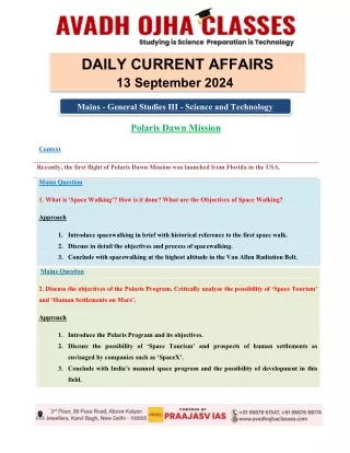 13 September Current Affairs