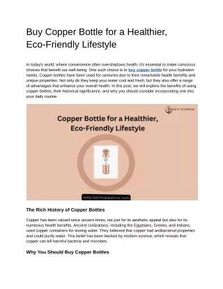 Buy Copper Bottle for a Healthier, Eco-Friendly Lifestyle