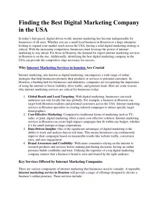 Finding the Best Digital Marketing Company in the USA