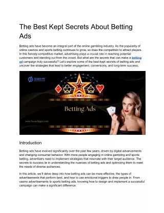 The Best Kept Secrets About Betting Ads