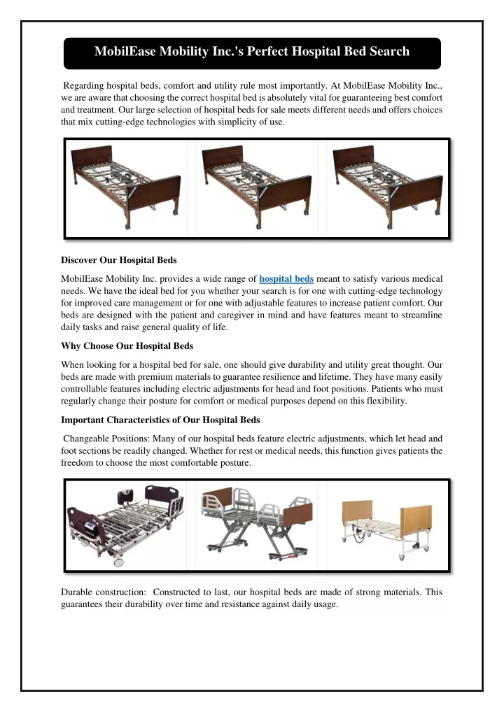 mobilease mobility inc s perfect hospital