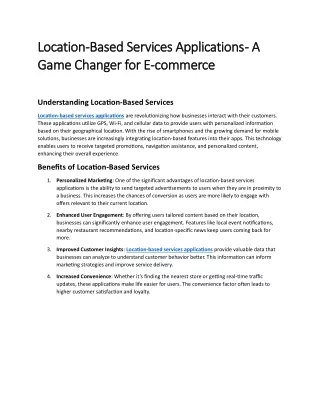 Location-Based Services Applications - A Game Changer for E-commerce