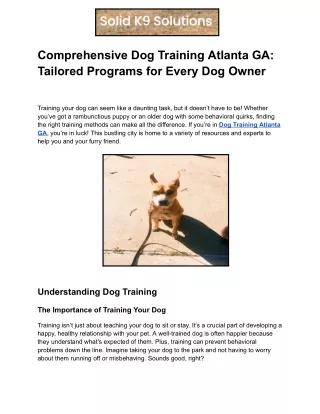 comprehensive dog training atlanta ga tailored