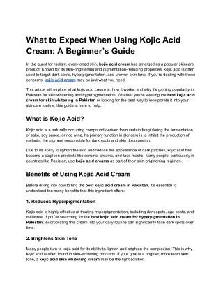 what to expect when using kojic acid cream