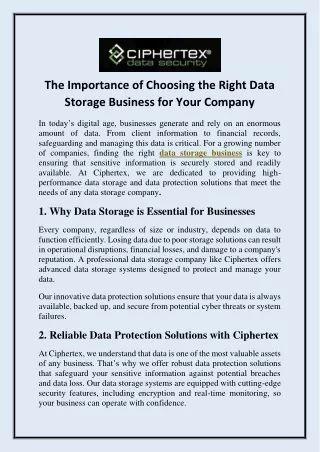 the importance of choosing the right data storage