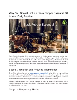 why you should include black pepper essential