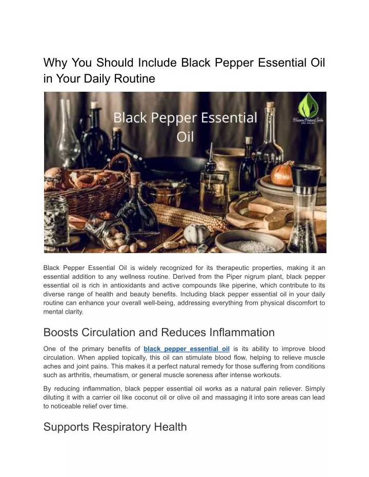 why you should include black pepper essential