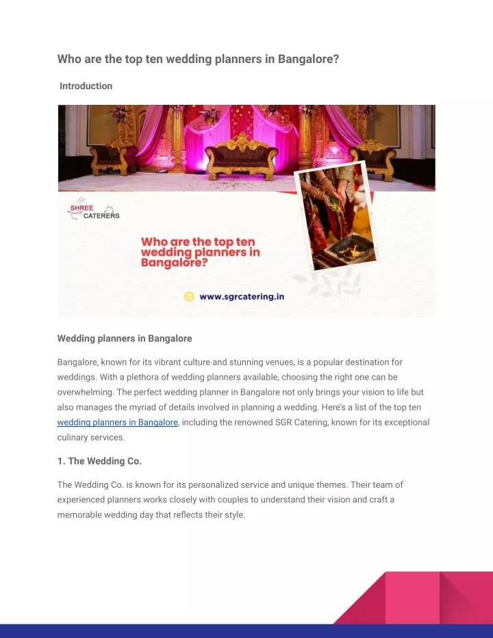 who are the top ten wedding planners in bangalore