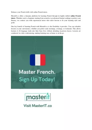 Enhance your French skills with online French tutors