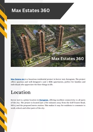 Max Estates 360: Spacious 3 & 4 BHK Apartments in Sector 36A