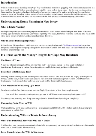 Is a Trust Worth the Money? Insights for Cape May Residents