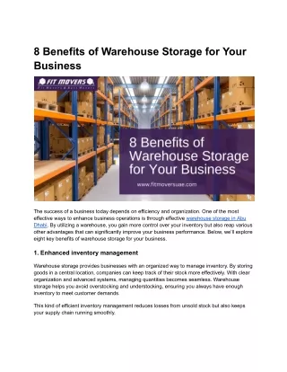 8 Benefits of Warehouse Storage for Your Business
