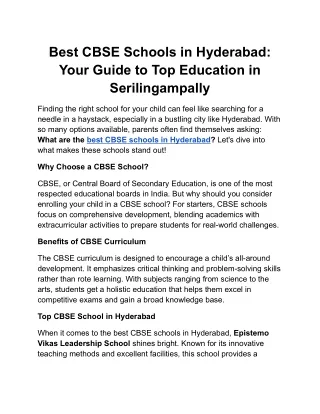 Best CBSE Schools in Hyderabad_ Your Guide to Top Education in Serilingampally