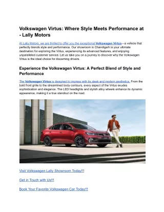 Volkswagen Virtus_ Where Style Meets Performance Perfection at Lally Motors