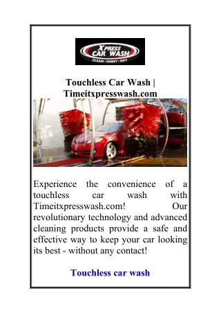 Touchless Car Wash | Timeitxpresswash.com