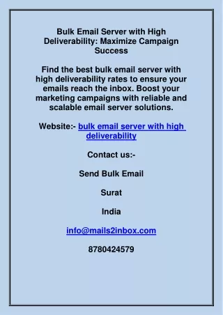 bulk email server with high deliverability