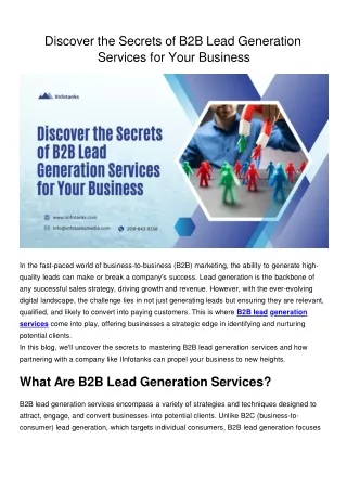 Discover the Secrets of B2B Lead Generation Services for Your Business