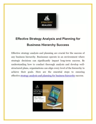 effective strategy analysis and planning for