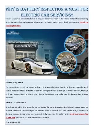 Why is Battery Inspection a Must for Electric Car Servicing?