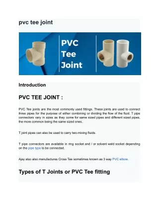 pvc tee joint