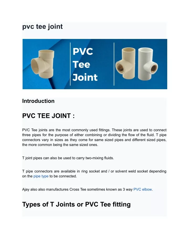 pvc tee joint