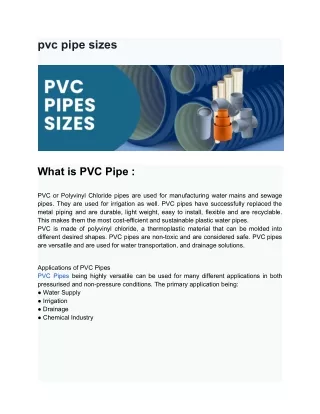 pvc pipe sizes