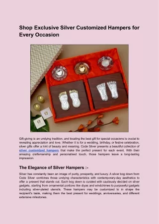 Shop Exclusive Silver Customized Hampers for Every Occasion