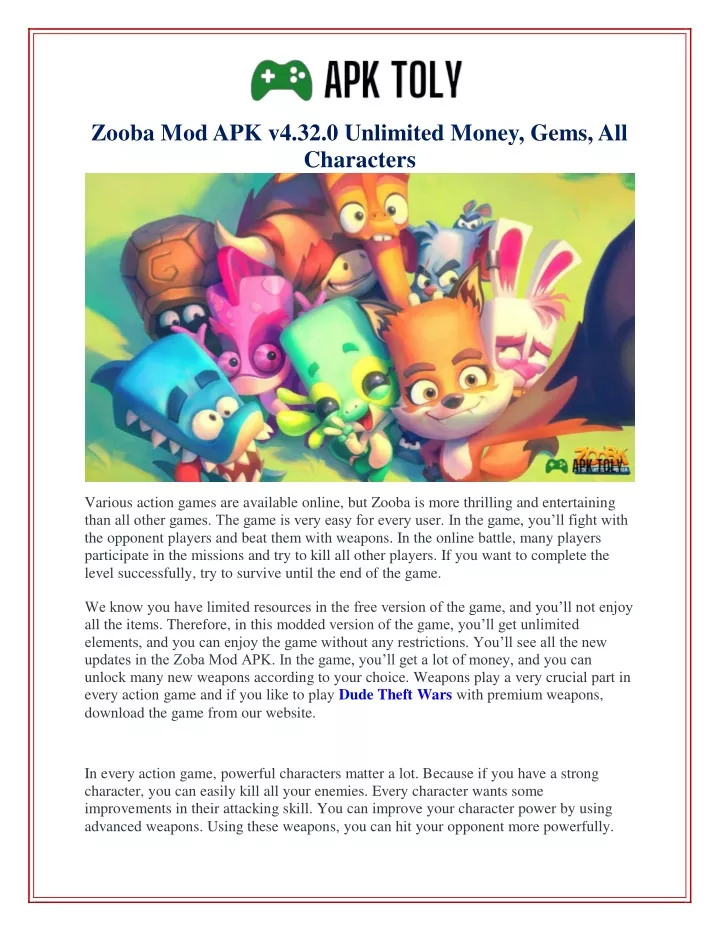 zooba mod apk v4 32 0 unlimited money gems