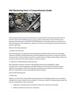 cnc machining parts a comprehensive guide