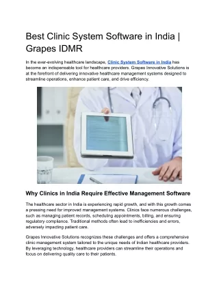 best clinic system software in india grapes idmr