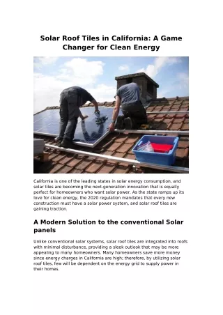 Solar Roof Tiles in California: A Game Changer for Clean Energy