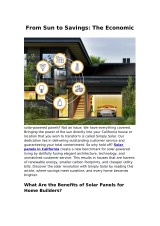 From Sun to Savings: The Economic