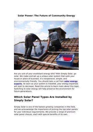 Solar Power: The Future of Community Energy
