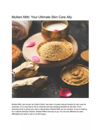 Multani Mitti_ Your Ultimate Skin Care Ally