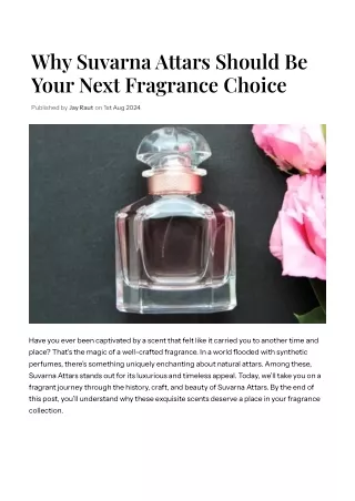 Why Suvarna Attars Should Be Your Next Fragrance Choice – Perfume Passion_ Elegance of Suvarna Attars