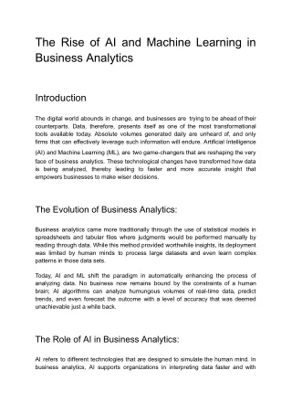 The Rise of AI and Machine Learning in Business Analytics