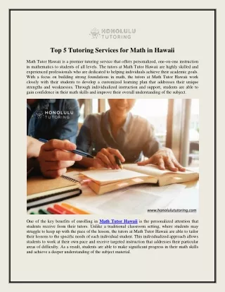 Top 5 Tutoring Services for Math in Hawaii