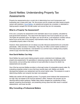 David Nettles_ Understanding Property Tax Assessments