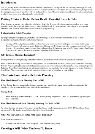 Putting Affairs in Order Before Death: Essential Steps to Take