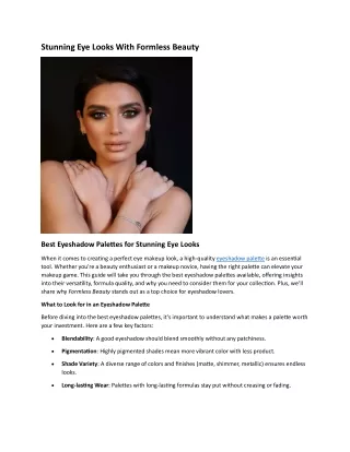 Get Stunning Eye Look With Formless Beauty Eyeshadow Palette