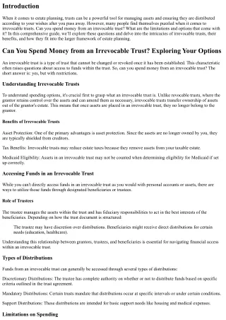 Can You Spend Money from an Irrevocable Trust? Exploring Your Options