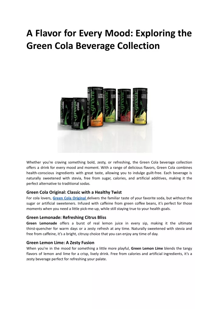 a flavor for every mood exploring the green cola