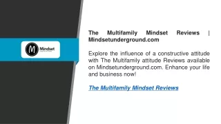 The Multifamily Mindset Reviews  Mindsetunderground.com