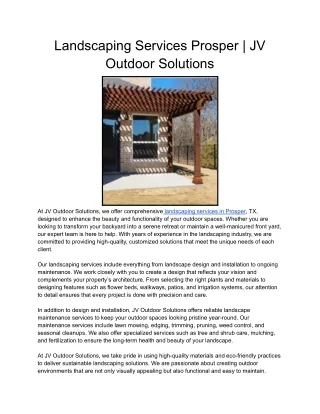 landscaping services prosper jv outdoor solutions